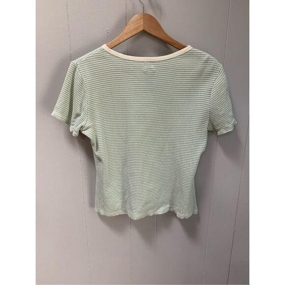 Gap Women’s Mint Green and White Stripped Top Large - Picture 2 of 6